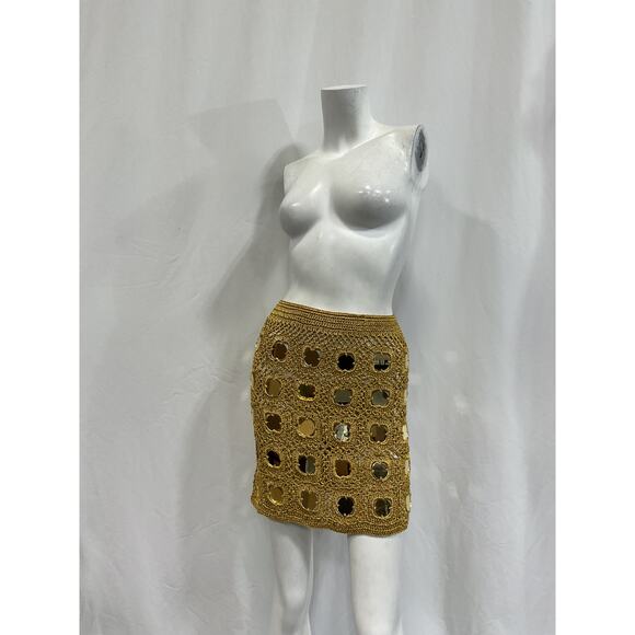 Alix Pinho 'Translucid' Gold Cotton Mini Skirt Size M - NWT - Picture 2 of 5